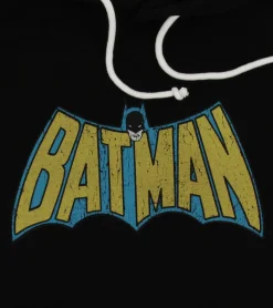 Pullover & Sweater*RE:COVERED X DC Herren Kapuzen-Pullover mit BATMAN Logo Baumwoll-Hoody Langarm-Shirt RCWARN554 Schwarz