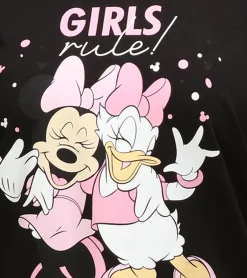 Tops & T-Shirts*RE:COVERED X Disney Damen T-Shirt mit "Girls Rule"-Print Baumwoll-Shirt Rundhals-Shirt Kurzarm-Shirt RCDIF2073 Schwarz