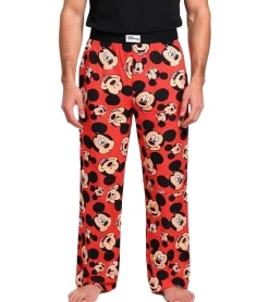 Nachtwäsche & Bademode*RE:COVERED X Disney Mickey Mouse Loungepants Herren Schlafanzug-Hose mit Mickey Mouse Print Baumwolle Pyjama-Hose RCDIF2103 Rot