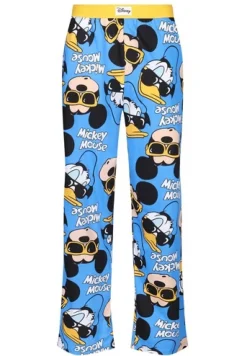 Nachtwäsche & Bademode*RE:COVERED X Disney Mickey Mouse and Donald Duck Loungepants Herren Schlafanzug-Hose Stylische und bequeme Baumwoll Pyjama-Hose RCDIF2105 Blau/Gelb