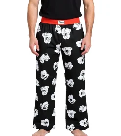 Nachtwäsche & Bademode*RE:COVERED X Disney Mickey Mouse Loungepants Herren Schlafanzug-Hose mit Mickey Mouse Print Baumwolle Pyjama-Hose RCDIF2106 Schwarz/Weiß