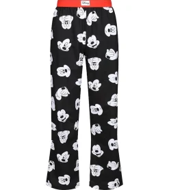 Nachtwäsche & Bademode*RE:COVERED X Disney Mickey Mouse Loungepants Herren Schlafanzug-Hose mit Mickey Mouse Print Baumwolle Pyjama-Hose RCDIF2106 Schwarz/Weiß