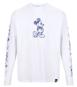 Sweater & Pullover|Pullover & Sweater*RE:COVERED X Disney Unisex Long-Sleeve mit Mickey-Maus-Print Baumwoll-Pullover RCDIF2050 Weiß