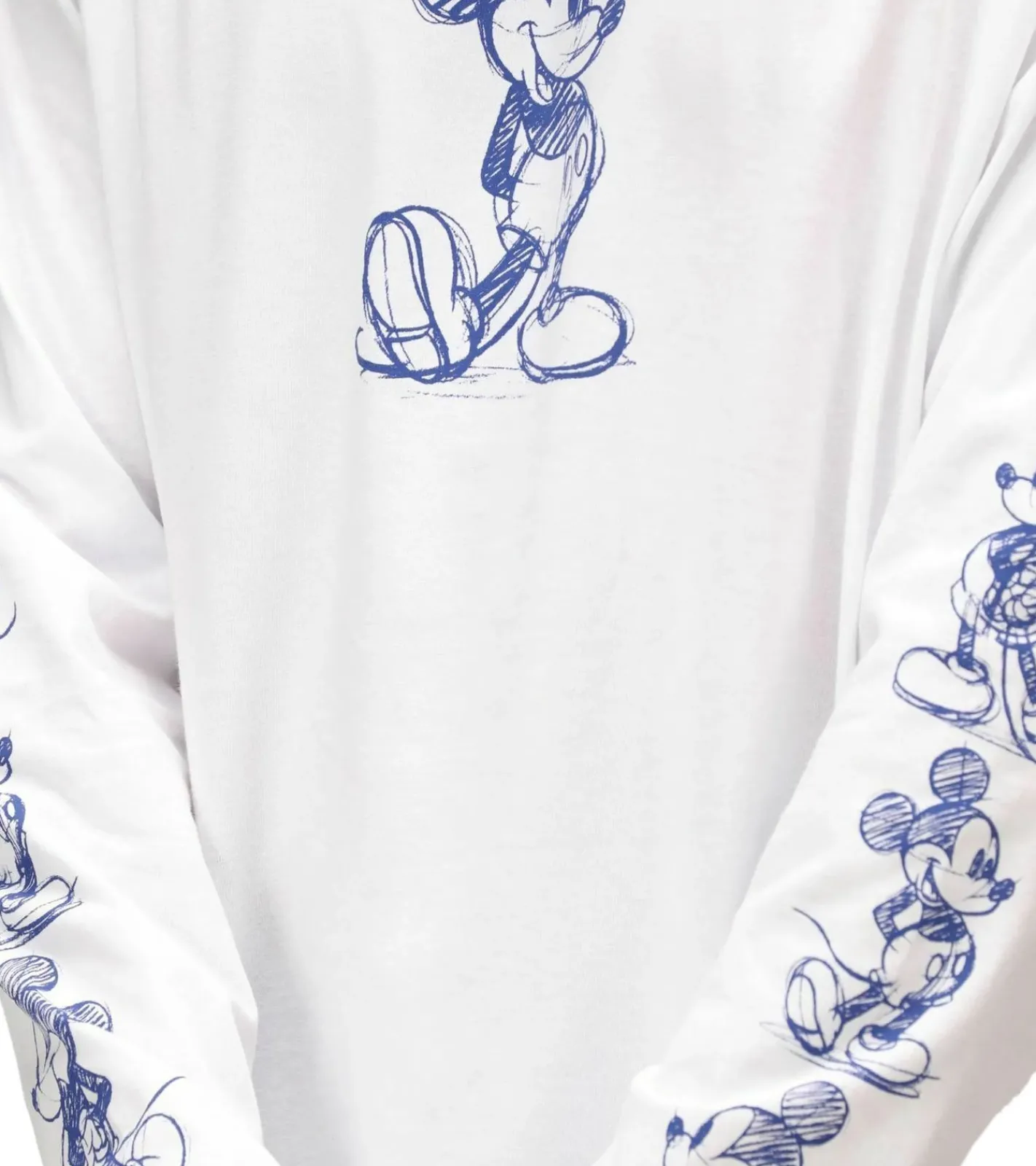 Sweater & Pullover|Pullover & Sweater*RE:COVERED X Disney Unisex Long-Sleeve mit Mickey-Maus-Print Baumwoll-Pullover RCDIF2050 Weiß