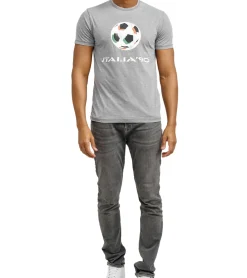 T-Shirts & Tank Tops*RE:COVERED X FIFA Worldcup 1990 Herren T-Shirt mit großem Ball-Print Baumwoll-Shirt Deutschlands 3. WM-Titel Kurzarm-Shirt PCFFA134 Grau