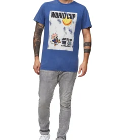 T-Shirts & Tank Tops*RE:COVERED X FIFA Worldcup 1966 Herren T-Shirt mit großem Poster-Print Baumwoll-Shirt Kurzarm-Shirt PCFFA122 Blau
