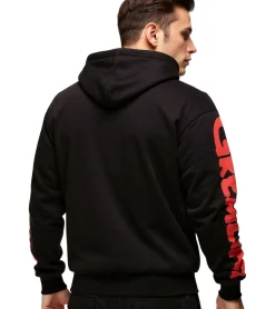 Pullover & Sweater*RE:COVERED X Gremlins Herren Kapuzen-Pullover mit Gremlins-Patch Baumwoll-Hoody Langarm-Shirt RCWARN558 Schwarz