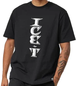 T-Shirts & Tank Tops*RE:COVERED X Ice T Herren T-Shirt mit Ice T Album Cover-Print Baumwoll-Shirt Rundhals-Shirt MMFAB499 Schwarz