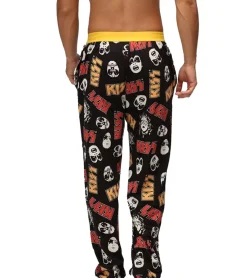 Nachtwäsche & Bademode*RE:COVERED X KISS Loungepants Herren Schlafanzug-Hose mit KISS-Logo Pyjama-Hose Baumwoll-Hose RCEPIC347 Schwarz