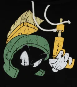 Pullover & Sweater*RE:COVERED X LOONEY TUNES Herren Kapuzen-Pullover mit Martian Marvin-Print Baumwoll-Hoody Langarm-Shirt RCWARN549 Schwarz