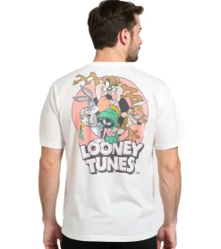 T-Shirts & Tank Tops*RE:COVERED X LOONEY TUNES Herren T-Shirt mit Print Baumwoll-Shirt Rundhals-Shirt RCWARN548 Weiß
