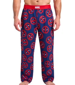 Nachtwäsche & Bademode*RE:COVERED X MARVEL Deadpool Icon Repeat Loungepants Herren Schlafanzug-Hose Deadpool-Print Pyjama-Hose PCMARV504 Navy/Rot