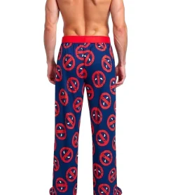 Nachtwäsche & Bademode*RE:COVERED X MARVEL Deadpool Icon Repeat Loungepants Herren Schlafanzug-Hose Deadpool-Print Pyjama-Hose PCMARV504 Navy/Rot