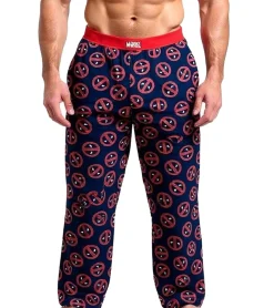 Nachtwäsche & Bademode*RE:COVERED X MARVEL Deadpool Icon Repeat Loungepants Herren Schlafanzug-Hose Deadpool-Print Pyjama-Hose PCMARV504 Blau/Rot