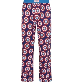 Nachtwäsche & Bademode*RE:COVERED X MARVEL Loungepants Captain America Herren Schlafanzug-Hose Schutzschild-Print Pyjama-Hose PCMARV502 Blau/Rot