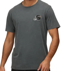 T-Shirts & Tank Tops*RE:COVERED X NFL Baltimore Ravens Herren T-Shirt mit Football-Helm Baumwoll-Shirt Rundhals-Shirt RCNFL1315I Grau