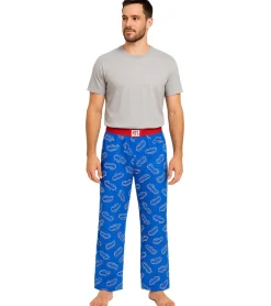 Nachtwäsche & Bademode*RE:COVERED X NFL Buffalo Bills Loungepants Herren Schlafanzug-Hose mit Team-Logo Baumwolle Pyjama-Hose RCNFL1397 Blau