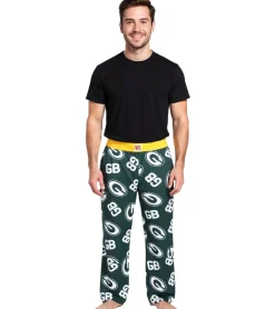 Nachtwäsche & Bademode*RE:COVERED X NFL Green Bay Packers Loungepants Herren Schlafanzug-Hose mit Team-Logo Baumwolle Pyjama-Hose RCNFL1398 Grün