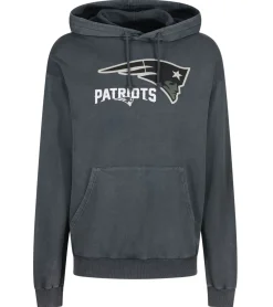 Pullover & Sweater*RE:COVERED X NFL Herren Kapuzen-Pullover mit PATRIOTS Schriftzug Baumwoll-Hoody Langarm-Shirt RCNFL1318F Grau