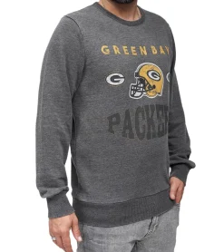 Pullover & Sweater*RE:COVERED X NFL Herren Rundhals-Pullover mit 窶寂雑reen Bay Packers-Print Langarm-Shirt Sweat-Shirt MMNFL991 Dunkel-Grau