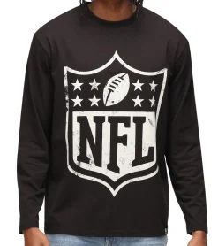 Pullover & Sweater*RE:COVERED X NFL Herren Rundhals-Pullover mit großem NFL Logo Fan-Sweater Baumwolle MMNFL1192 Schwarz