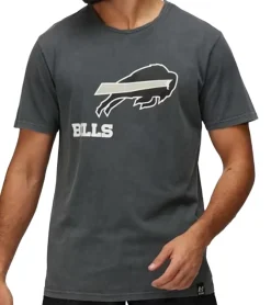 Große Größen|T-Shirts & Tank Tops*RE:COVERED X NFL Herren T-Shirt Buffalo Bills Logo-Schriftzug Baumwoll-Shirt Rundhals-Shirt RCNFL1317B Grau