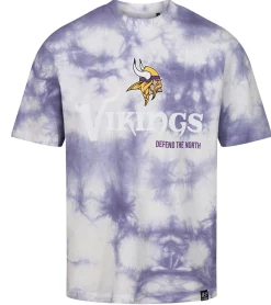 Tops & T-Shirts|T-Shirts & Tank Tops*RE:COVERED X NFL Herren T-Shirt Minnesota Vikings Logo-Schriftzug Baumwoll-Shirt Rundhals-Shirt RCNFL1390 Weiß/lila