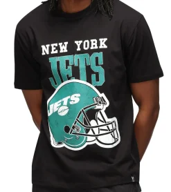T-Shirts & Tank Tops*RE:COVERED X NFL Jets Herren T-Shirt mit Logo-Schriftzug Baumwoll-Shirt Rundhals-Shirt MMNFL1188 Schwarz