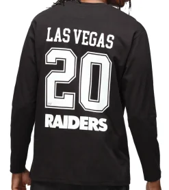 Pullover & Sweater*RE:COVERED X NFL Las Vegas Raiders Herren Rundhals-Pullover mit Logo-Schriftzug Fan-Sweater Baumwolle MMNFL1212 Schwarz