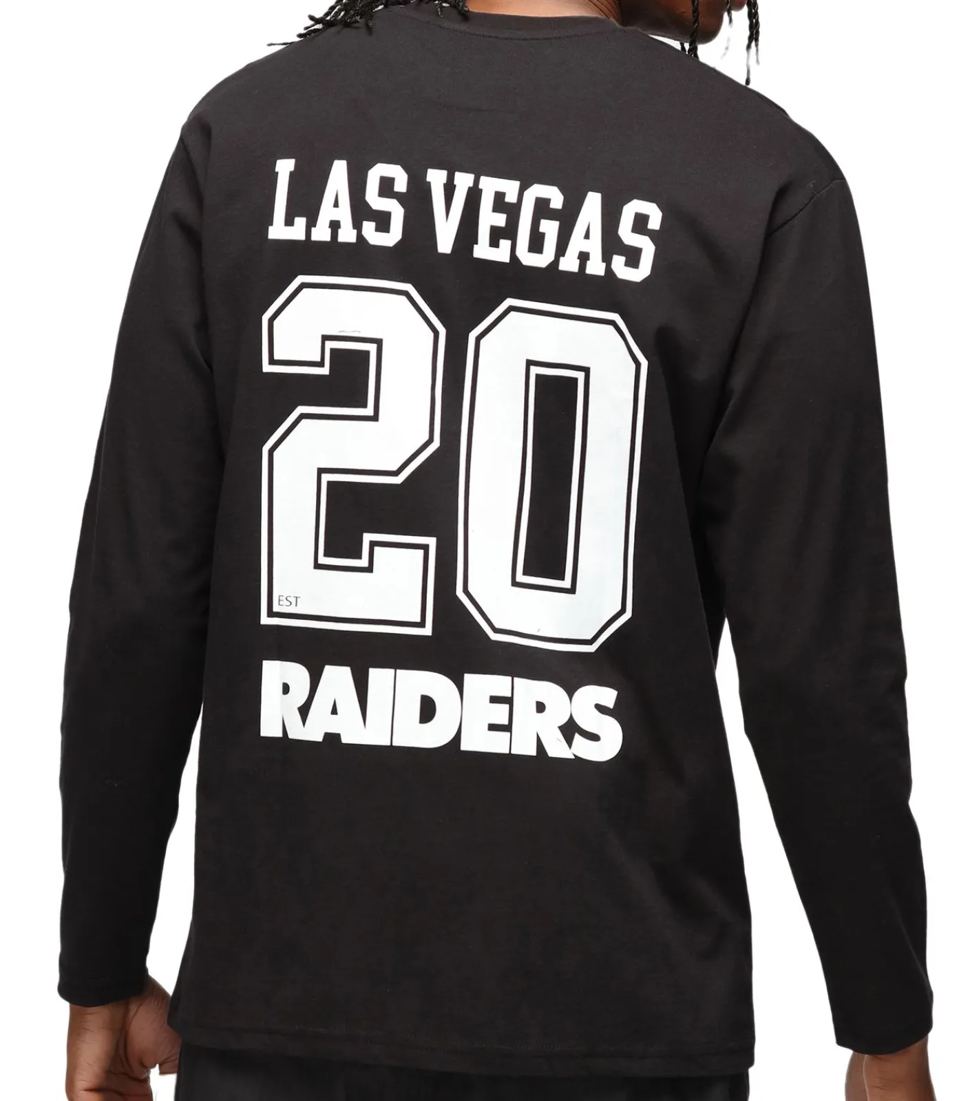 Pullover & Sweater*RE:COVERED X NFL Las Vegas Raiders Herren Rundhals-Pullover mit Logo-Schriftzug Fan-Sweater Baumwolle MMNFL1212 Schwarz