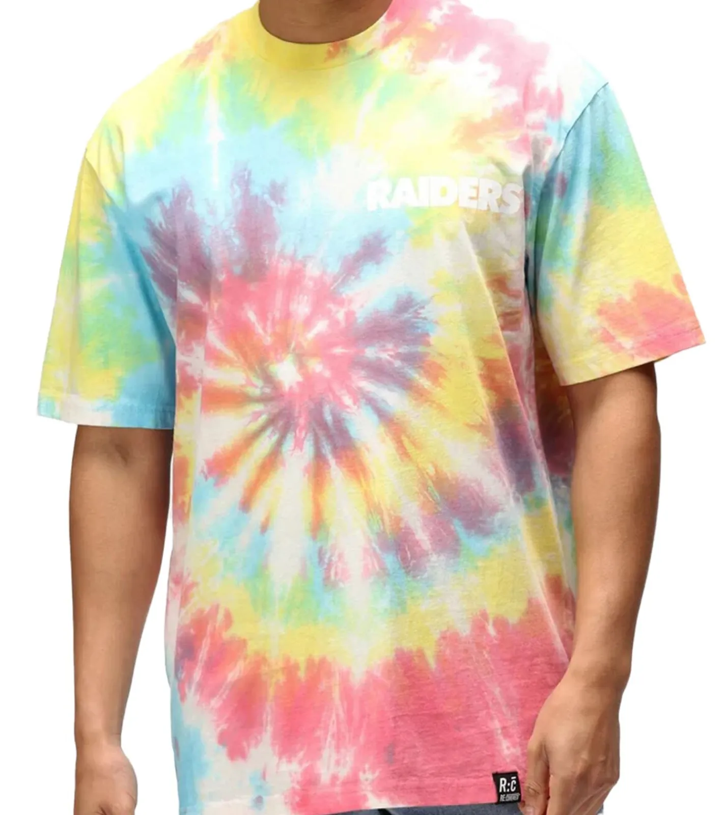 Große Größen|T-Shirts & Tank Tops*RE:COVERED X NFL Las Vegas Raiders Herren T-Shirt mit Logo-Print Baumwoll-Shirt Rundhals-Shirt RCNFL1379 Bunt