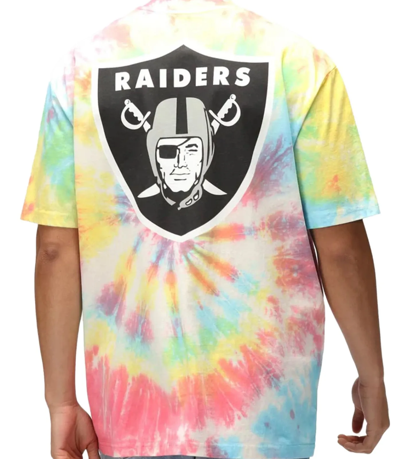 Große Größen|T-Shirts & Tank Tops*RE:COVERED X NFL Las Vegas Raiders Herren T-Shirt mit Logo-Print Baumwoll-Shirt Rundhals-Shirt RCNFL1379 Bunt