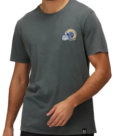 T-Shirts & Tank Tops*RE:COVERED X NFL Los Angeles Rams Herren T-Shirt mit Football-Helm Baumwoll-Shirt Rundhals-Shirt RCNFL1315H Grau