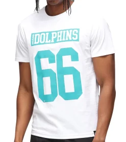 T-Shirts & Tank Tops*RE:COVERED X NFL Miami Dolphins Herren T-Shirt mit Logo-Print Baumwoll-Shirt Rundhals-Shirt MMNFL1209 Weiß