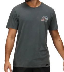 T-Shirts & Tank Tops*RE:COVERED X NFL New England Patriots Herren T-Shirt mit Football-Helm Baumwoll-Shirt Rundhals-Shirt RCNFL1315F Grau