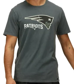 Große Größen|T-Shirts & Tank Tops*RE:COVERED X NFL New England Patriots Herren T-Shirt mit Logo-Print Baumwoll-Shirt Rundhals-Shirt RCNFL1317F Grau