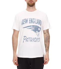 T-Shirts & Tank Tops*RE:COVERED X NFL New England Patriots Herren T-Shirt mit Logo-Print Baumwoll-Shirt Rundhals-Shirt PCNFL920 Ecru-Weiß