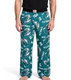 Nachtwäsche & Bademode*RE:COVERED X NFL Philadelphia Eagles Loungepants Herren Schlafanzug-Hose mit Team-Logo Baumwolle Pyjama-Hose RCNFL1461 Midnight-Grün