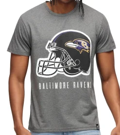 T-Shirts & Tank Tops*RE:COVERED X NFL Ravens Herren T-Shirt mit Logo-Schriftzug Baumwoll-Shirt Rundhals-Shirt MMNFL1187 Grau