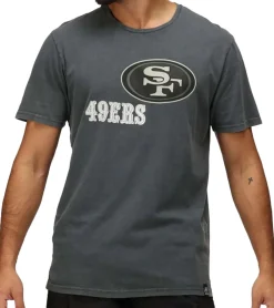 Große Größen|T-Shirts & Tank Tops*RE:COVERED X NFL San Francisco 49érs Herren T-Shirt mit Logo-Print Baumwoll-Shirt Rundhals-Shirt RCNFL1317A Grau