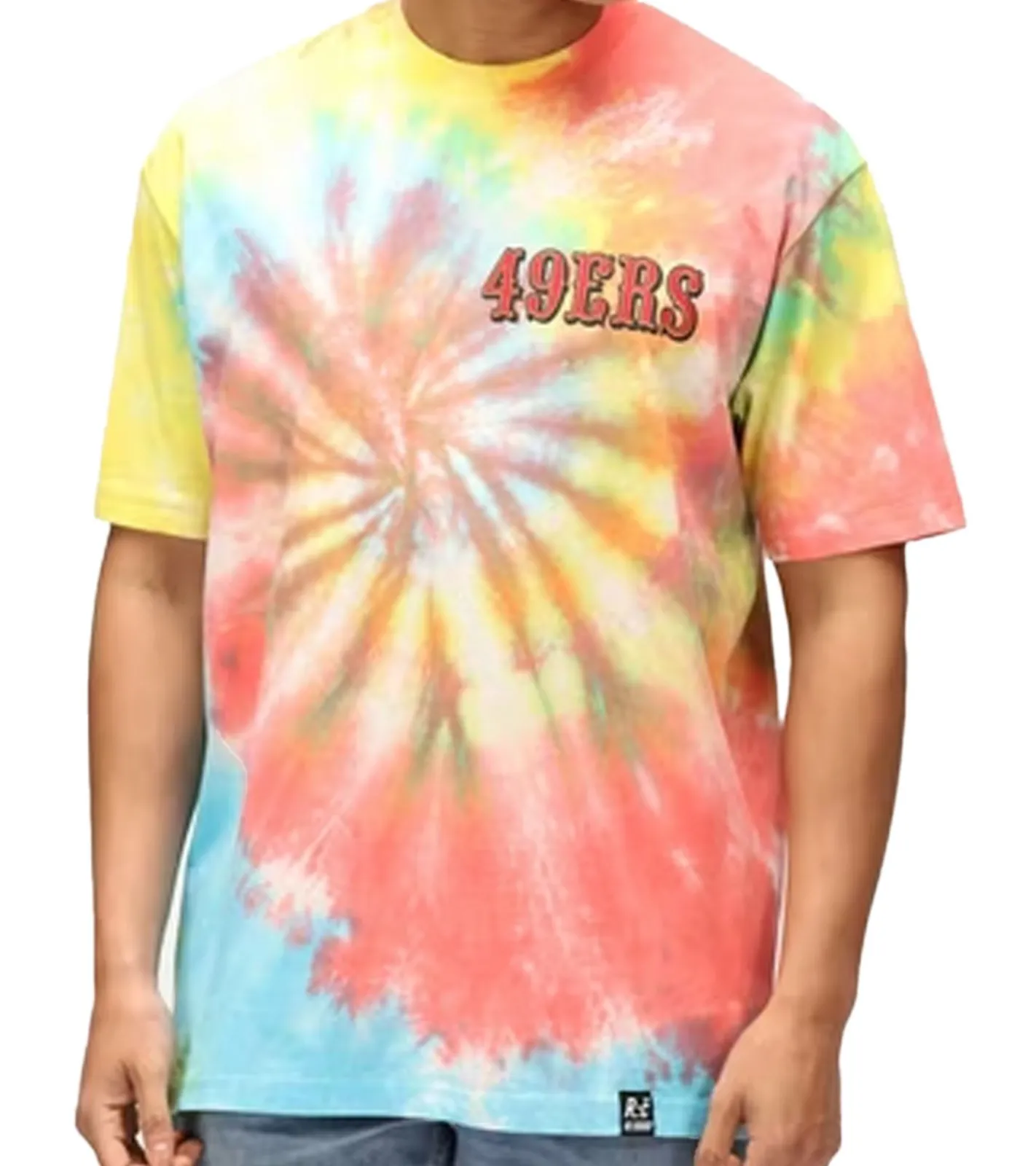 Große Größen|T-Shirts & Tank Tops*RE:COVERED X NFL San Francisco 49érs Herren T-Shirt mit Helm-Print Baumwoll-Shirt Rundhals-Shirt RCNFL1383 Bunt