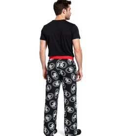 Nachtwäsche & Bademode*RE:COVERED X NFL San Francisco 49ers Loungepants Herren Schlafanzug-Hose mit Team-Logo Pyjama-Hose RCNFL1396 Schwarz/Weiß