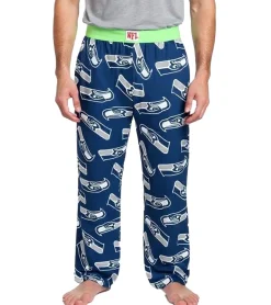 Nachtwäsche & Bademode*RE:COVERED X NFL Seattle Seahawks Loungepants Herren Schlafanzug-Hose mit Team-Logo Baumwolle Pyjama-Hose RCNFL1427 Navy