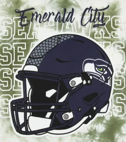 T-Shirts & Tank Tops*RE:COVERED X NFL Seattle Seahawks Herren T-Shirt mit Logo-Print Baumwoll-Shirt Rundhals-Shirt RCNFL1389 Grün