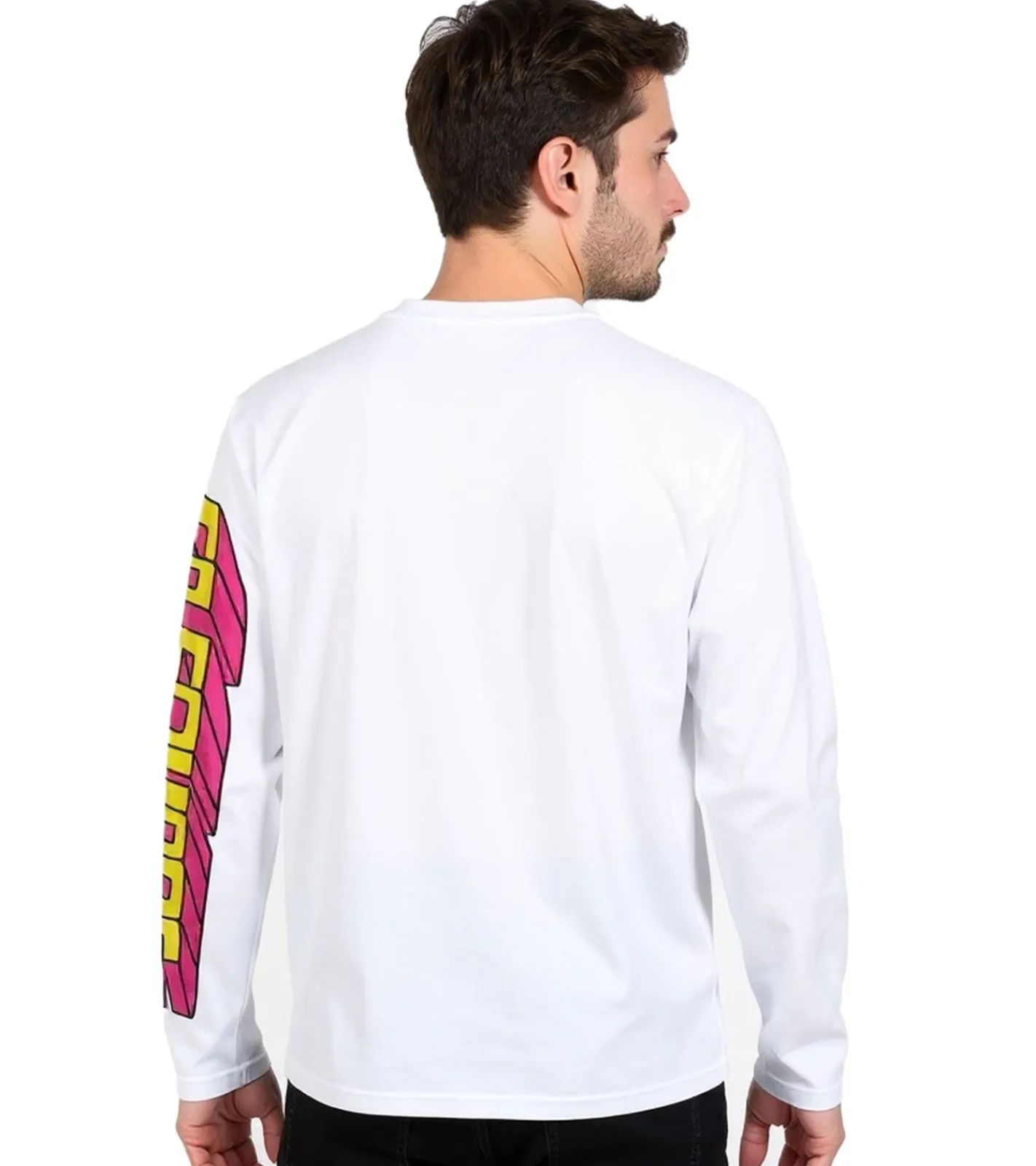 T-Shirts & Tank Tops|Pullover & Sweater*RE:COVERED X nickelodeon Herren Langarm-Shirt SpongeBob Schwammkopf Design Baumwoll-Pullover Rundhals-Shirt RCVCM688 Weiß