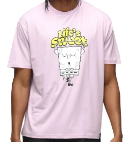 T-Shirts & Tank Tops*RE:COVERED X nickelodeon Herren T-Shirt SpongeBob Schwammkopf Design Baumwoll-Shirt Rundhals-Shirt MMVCM320 Lila