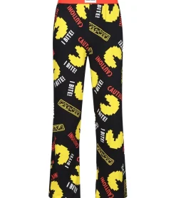 Nachtwäsche & Bademode*RE:COVERED X Pac-Man Caution I Bite Loungepants Herren Schlafanzug-Hose mit Pac-Man Allover-Print Pyjama-Hose RCPCM401 Schwarz/Gelb