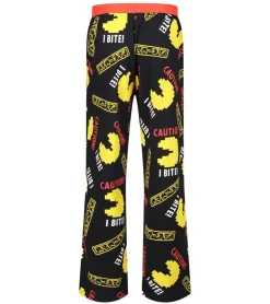 Nachtwäsche & Bademode*RE:COVERED X Pac-Man Caution I Bite Loungepants Herren Schlafanzug-Hose mit Pac-Man Allover-Print Pyjama-Hose RCPCM401 Schwarz/Gelb