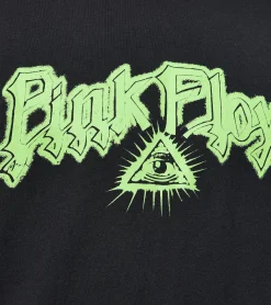 Pullover & Sweater*RE:COVERED X Pink Floyd Herren Langarm-Shirt mit Vibrant Green Logo-Print Baumwoll-Longsleeve Pullover MMPER774 Schwarz