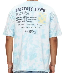 T-Shirts & Tank Tops*RE:COVERED X Pokemon Herren T-Shirt mit Pikachu Print Baumwoll-Shirt Rundhals-Shirt RCPOK216 Blau